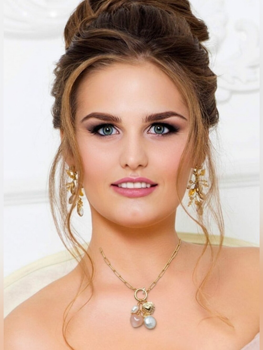 💛▪️Camila Coelho▪️ Gold Chain 18' Necklace Freshwater Pearl Semi Precious Stone